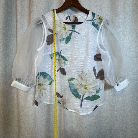 Bysi White Sheer Floral Blouse - Picture 8 of 15